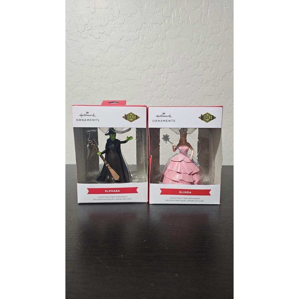 Wicked Glinda & Elphaba Ornament Set of 2 Hallmark Christmas Tree Keepsake NEW